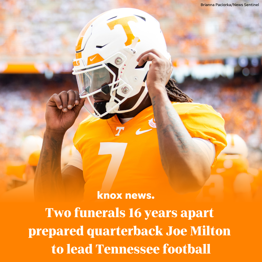 Photo of Joe Milton with text overlay